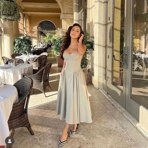 HOUSE OF CB 'Samaria' Taupe Corset Sun Dress NWOT size L